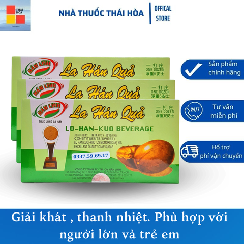 Viên Hòa Tan La Hán Quả Hán Linh - Thanh Nhiệt Tả Hỏa - Giúp Giảm Nóng Nhiệt Cơ Thể - Giảm Nhiệt Miệng - Hộp 12 Viên