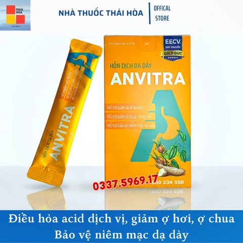 Hổn Dịch Giảm Đau Dạ Dày ANVITRA - Hổ Trợ Giảm Ợ Hơi, Ợ Chua, Trào Ngược Dạ Dày . Hộp 15 gói