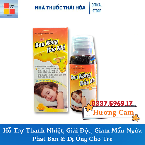 Siro Ban Nóng BẢO NHI Hương Cam (Chai 100ml). Hỗ Trợ Thanh Nhiệt, Giải Độc, Giảm Mẩn Ngứa, Phát Ban & Dị Ứng Cho Trẻ