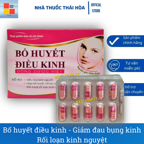 Bổ Huyết Điều Kinh Đông Dược Viêt - Giúp Điều Hòa Kinh Nguyệt - Giảm Đau Bụng Kinh. Hộp 30 viên