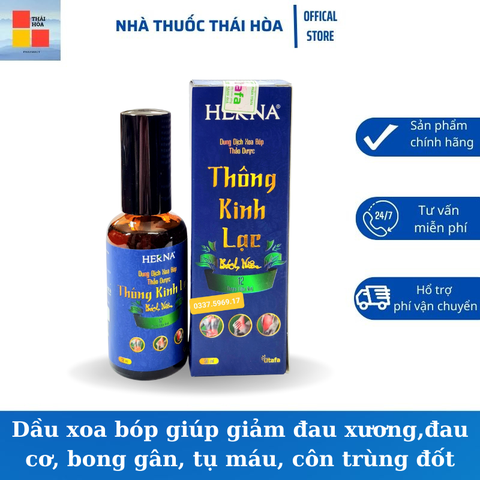 Dầu xoa bóp Thông Kinh Lạc - Giúp giảm đau nhức xương khớp - Đau mỏi vai gáy - Bong gân trật khớp - Chai 50ml