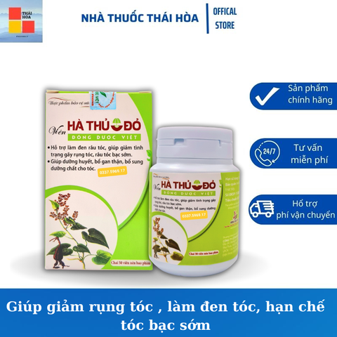 Hà thủ ô đỏ Đông Dược Việt - Hổ trợ làm đen tóc , giúp giảm gãy rụng tóc - Hạn chế tình trạng tóc bạc sớm - Hộp 50 viên