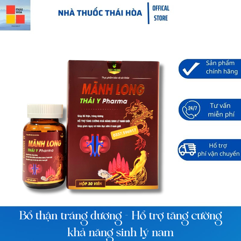 Bổ thận tráng dương Mãnh Long - Tăng cường sinh lý nam - Giúp giảm nguy cơ mãn dục nam - Hộp 30 viên
