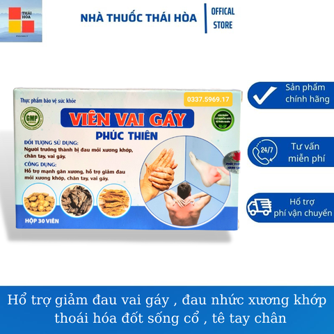 Viên Vai Gáy Phúc Thiên - Hổ trợ giảm đau vai gáy - Đau nhức xương khớp - Thoái hóa đốt sống