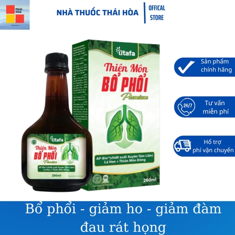 THIÊN MÔN BỔ PHỔI PREMIUM - HỔ TRỢ GIẢM HO KHAN HO ĐÀM - GIẢM ĐAU RÁT HỌNG - VIÊM HỌNG CHAI 280ml