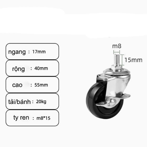 BÁNH XE CAO SU ĐẶC 40, 50, 65, 75mm