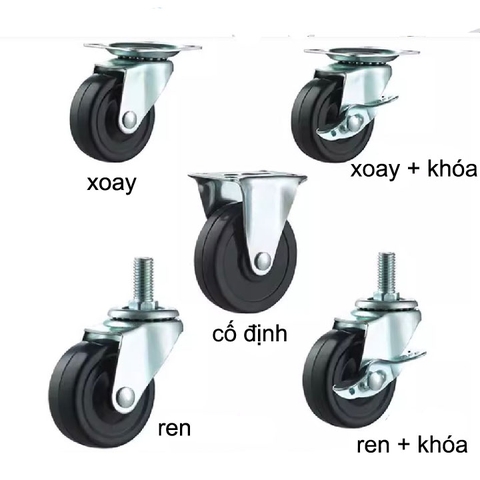 BÁNH XE CAO SU ĐẶC 40, 50, 65, 75mm