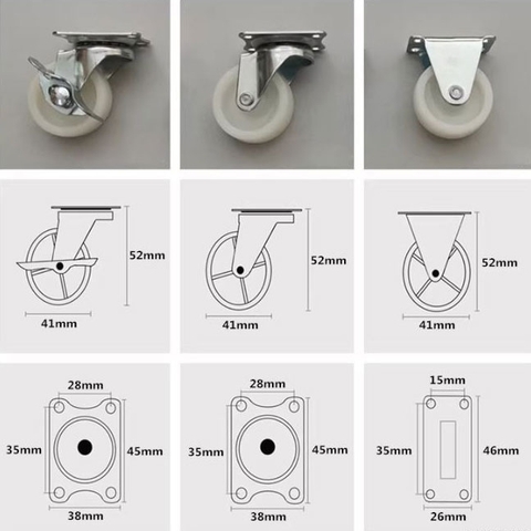 BÁNH XE ĐẨY ĐA HƯỚNG MÀU TRẮNG 25 ĐẾN 75mm