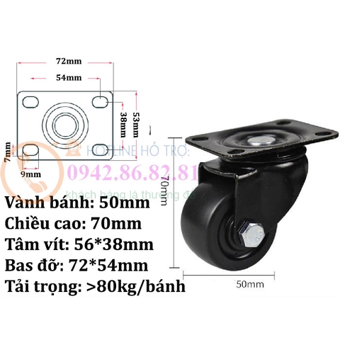 BÁNH XE ĐẨY HÀNG SIÊU TẢI 65 ĐẾN 75mm