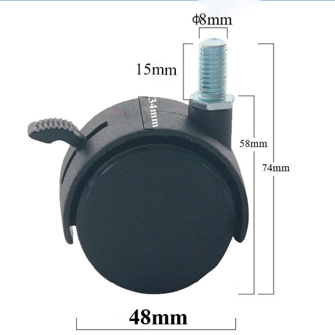 BÁNH XE NHỰA TY REN M6, M8, M10