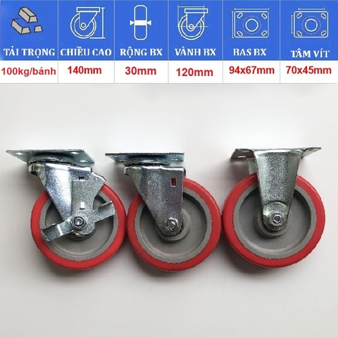 BÁNH XE PU 75, 100, 120mm