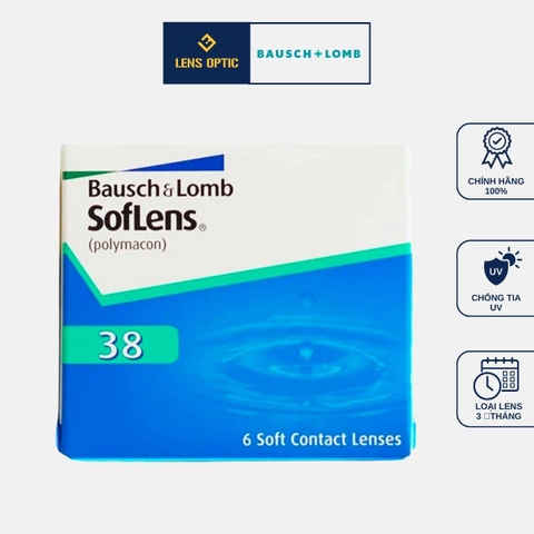 Kính áp tròng Bausch&Lomb dùng 1 tháng không màu, lens mắt trong suốt có độ độ cận - Lens Optic