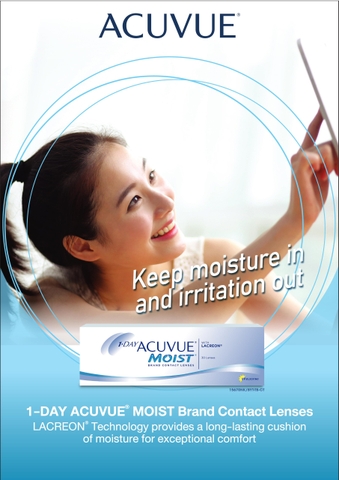 [TẶNG 3 CẶP/ HỘP] [30 Lens] Kính áp tròng ACUVUE 1Day Moist, lens mắt trong suốt có độ cận - Lens Optic