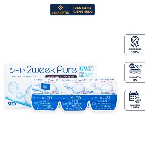 [1 HỘP] Kính áp tròng SEED dùng 2 tuần không màu -2 Week Pure, lens mắt trong suốt có độ cận-Lens Optic