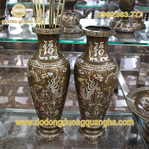Lọ Hoa Khảm Bạc Tam Khí