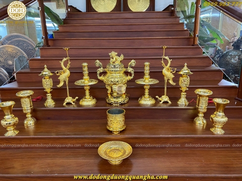 BỘ ĐỒ THỜ NGŨ SỰ MẠ VÀNG CAO 70CM