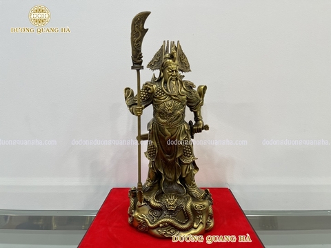 TƯỢNG QUAN CÔNG 5 CỜ BẰNG ĐỒNG VÀNG TỈ MỈ CHI TIẾT