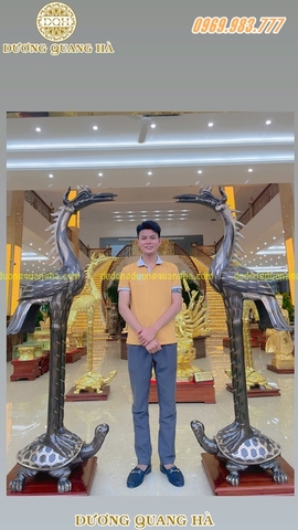 ĐÔI HẠC THỜ CỠ LỚN 1m92 ĐỒNG ĐỎ PHỚT NỈ SIÊU NÉT
