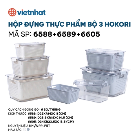 HỘP ĐỰNG THỰC PHẨM BỘ 3 HOKORI 6588+6589+6605