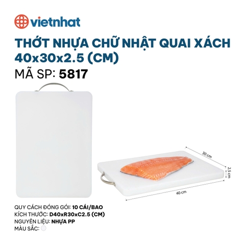 THỚT NHỰA CHỮ NHẬT QUAI XÁCH 40X 30X 2.5 CM 5817