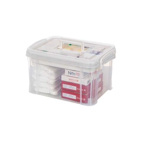 Hộp đựng đồ y tế gia đình 6576-1 nhựa trong suốt có quai sách có khóa 2 lớp tiện lợi  aladanh-net-vn
