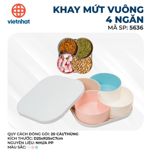 KHAY MỨT VUÔNG 4 NGĂN 5636