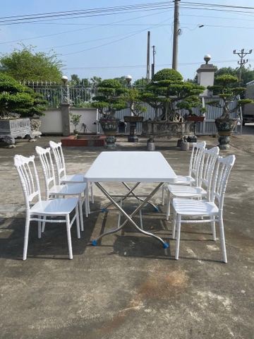 bàn nhựa chữ nhật 80 cm x 140 cm chân liền kẽm sơn tinh điện