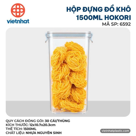 HỘP ĐỰNG ĐỒ KHÔ 1500ML HOKORI 6592
