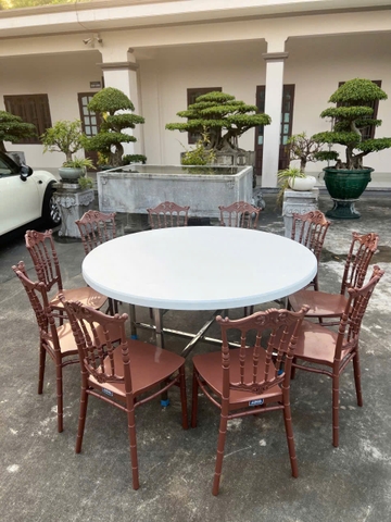 Bàn Nhựa Tròn Đường Kính 120cm - Vòng Chọn Hoàn Hảo Cho Gia Đình và Sự Kiện  chân liền kẽm tĩnh điện