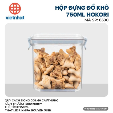 HỘP ĐỰNG ĐỒ KHÔ 750ML HOKORI 6590