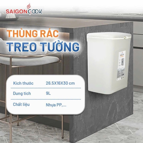 thùng rác treo tường megahome 9L