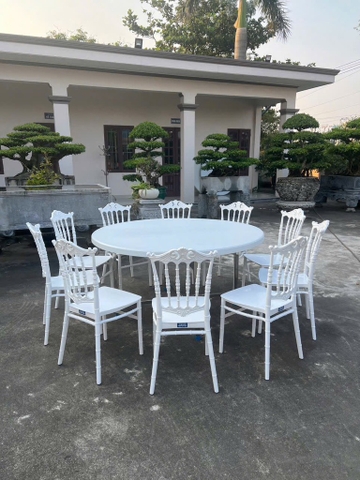 bàn nhựa tròn 120 cm chân liền kẽm sơn tĩnh điện