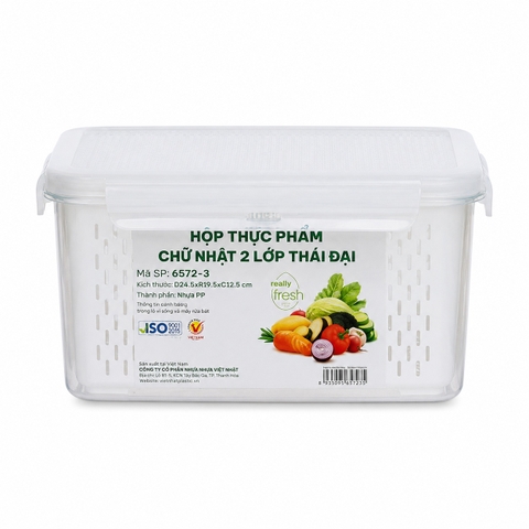 HỘP THỰC PHẨM CHỮ NHẬT 2 LỚP THÁI ĐẠI HOKORI 6572-3