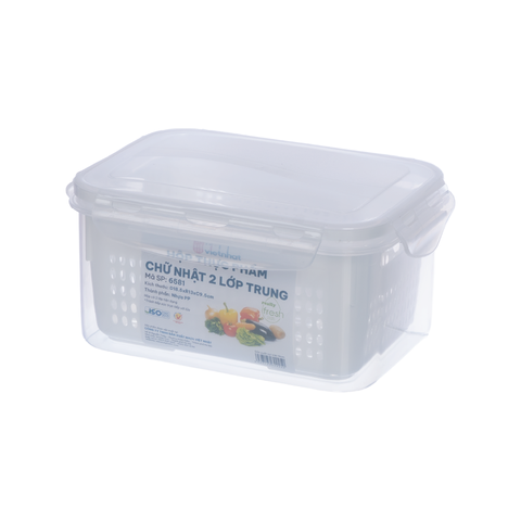 HỘP THỰC PHẨM CHỮ NHẬT 2 LỚP TRUNG 6581