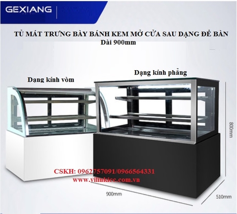 TỦ TRƯNG BÀY BÁNH KEM KIỂU ĐỂ BÀN (90CM)