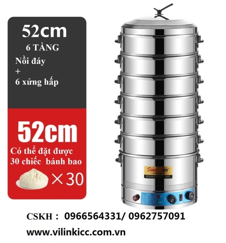 NỒI HẤP BÁNH BAO 6 TẦNG (1 NỒI + 6 XỬNG HẤP)-SKU-HBB6T