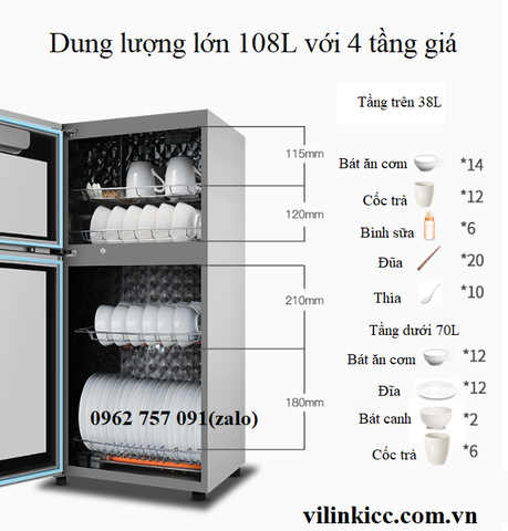 Tủ sấy khử trùng bát đũa các loại Model