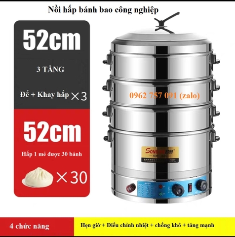 NÔI HẤP BÁNH BAO 3 TẦNG 52CM