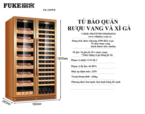 TỦ BẢO QUẢN RƯỢU VANG VÀ XÌ GÀ FK 320WB