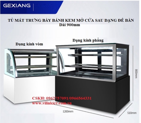 TỦ TRƯNG BÀY BÁNH KEM ĐỂ BÀN 1.2M