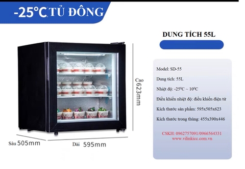 TỦ TRƯNG BÀY KEM 55L ICSTAR