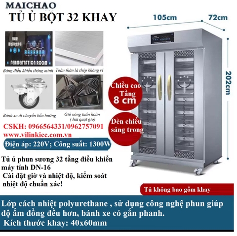 TỦ Ủ BỘT 32 KHAY