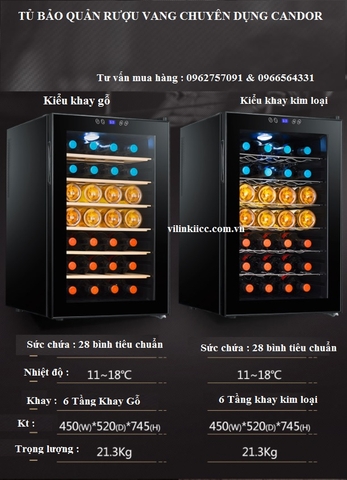 TỦ BẢO QUẢN RƯỢU VANG CANDOR 28 CHAI