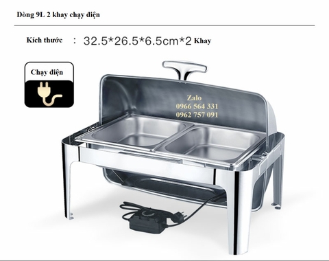 Bếp hâm đồ ăn Buffet 2 khay chạy điện
