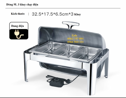 Bếp hâm đồ ăn Buffet 3 khay dùng điện