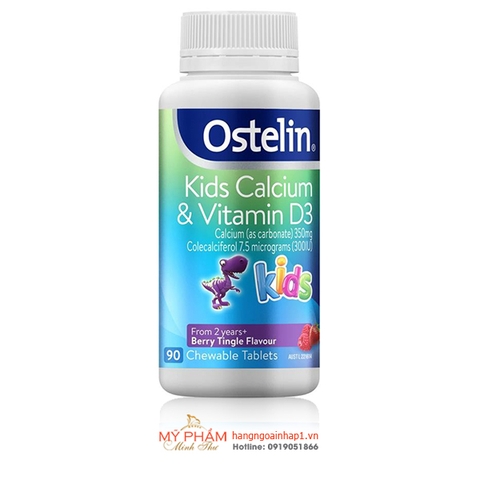 Calcium Ostelin Kids Vitamin D3 (Úc) - Viên bổ sung canxi và vitamin D3 cho bé