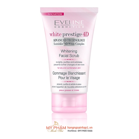 Gel tẩy da chết trắng da White Prestige 4D - Eveline 150ml