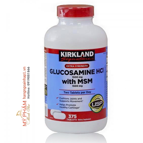 Glucosamine HCL 1500mg Kirkland 375 viên hỗ trợ xương khớp của Mỹ (mẫu mới)
