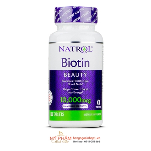 Viên uống mọc tóc Natrol Biotin 10000mcg - Mỹ