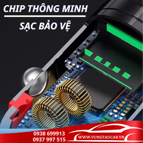 Tẩu sạc ô tô siêu nhanh PUGAN 100w - 2 cổng USB và TYPE C